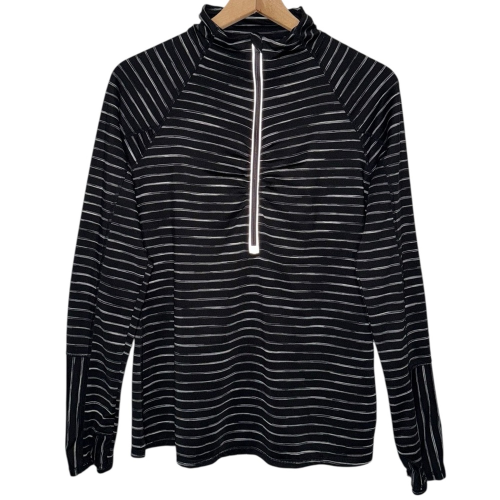 Athletic Pullover Black and White Striped‎ Athleta